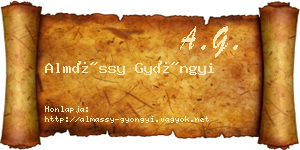 Almássy Gyöngyi névjegykártya